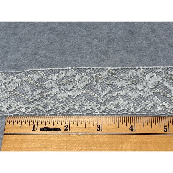 Vintage CreamFloral Lace Trim 7 yards + 8" long x 2" wide Sewing Craft Supply - Picture 3 of 6